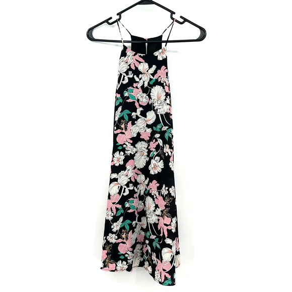 Everly size small sleeveless floral print trapeze dress lined black‎ pink white - Picture 1 of 6